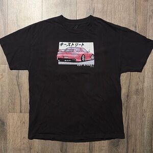 Black Graphic Tee with Car Print